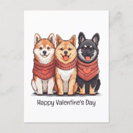 Happy Valentines Day Shiba Inu Hunde Feiertagspostkarte