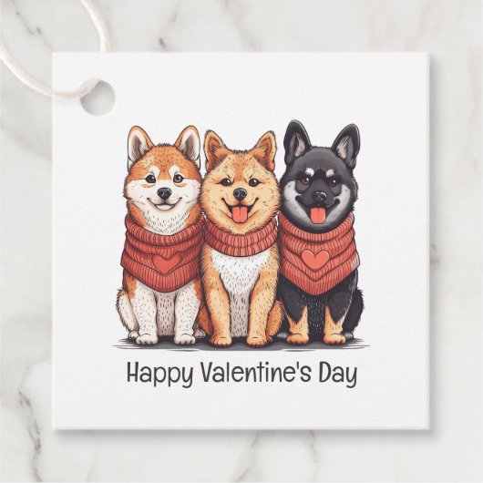 Happy Valentines Day Shiba Inu Hunde Geschenkanhänger (Vorderseite)