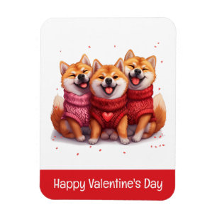 Happy Valentines Day Shiba Inu Hunde Magnet