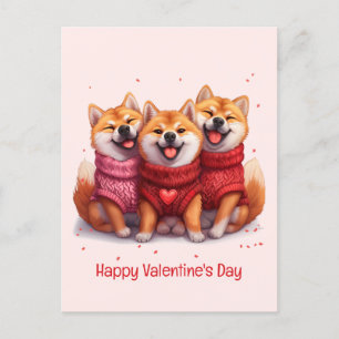 Happy Valentines Day Shiba Inu Hunde Postkarte