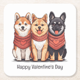 Happy Valentines Day Shiba Inu Hunde Rechteckiger Pappuntersetzer
