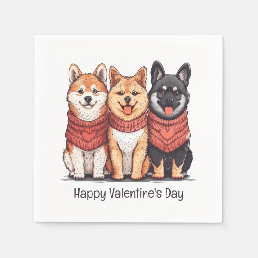 Happy Valentines Day Shiba Inu Hunde Serviette (Vorderseite)