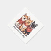 Happy Valentines Day Shiba Inu Hunde Serviette (Ecke)