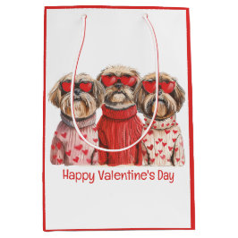 Happy Valentines Day Shih Tzu Dogs Mittlere Geschenktüte