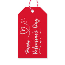 Happy Valentines Day Simple Red & White Gift Tag