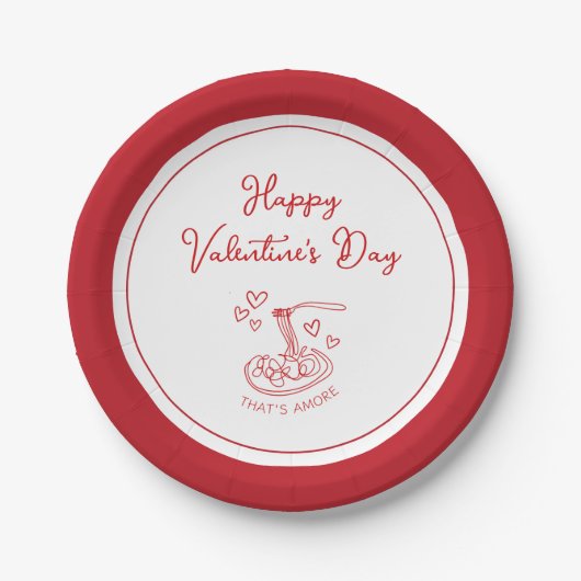 Happy Valentine's Day Simple That's Amore Red Pappteller (Vorderseite)