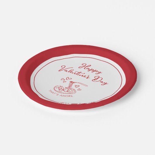 Happy Valentine's Day Simple That's Amore Red Pappteller (Schrägansicht)