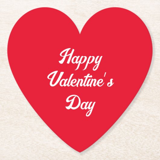 Happy Valentine's Day Simple Typografy Red Heart Untersetzer (Vorderseite)