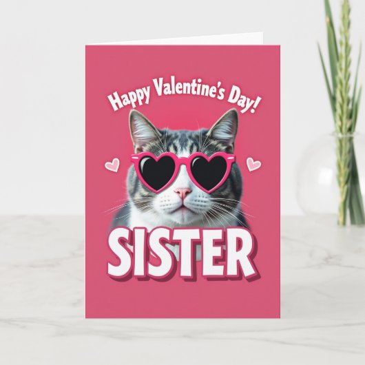 Happy Valentines Day Sister Cat Card Karte (Vorderseite)