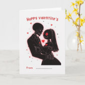 Happy Valentine's Day Skeleton Couple Card Karte (Gelbe Blume)