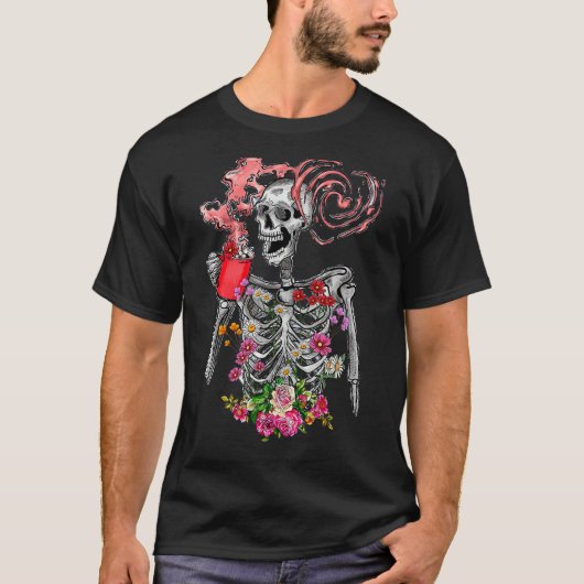 Happy Valentine's Day Skeleton Hot Drink T-Shirt (Vorderseite)