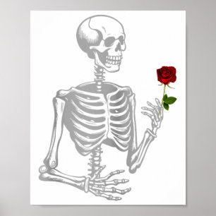 Happy Valentines Day Skeletton Knochen Hand halten Poster