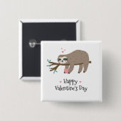 Happy Valentine's Day Sloth Button (Vorne & Hinten)