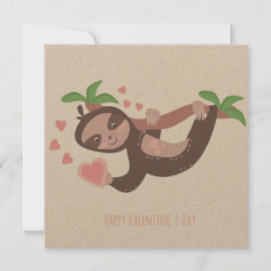Happy Valentine's Day Sloth Hearts Illustration C Karte