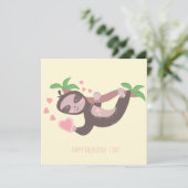 Happy Valentine's Day Sloth Hearts Illustration Karte (Stehend Vorderseite)