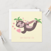 Happy Valentine's Day Sloth Hearts Illustration Karte (Vorderseite/Rückseite Beispiel)