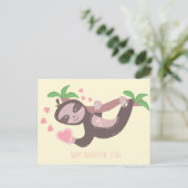 Happy Valentine's Day Sloth Hearts Illustration Postkarte (Stehend Vorderseite)