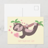 Happy Valentine's Day Sloth Hearts Illustration Postkarte (Vorne/Hinten)