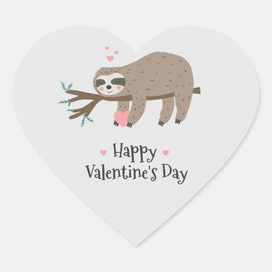 Happy Valentine's Day Sloth Herz-Aufkleber (Vorderseite)