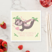 Happy Valentine's Day Sloth Herzenslust zum Geburt Serviette (Beispiel)