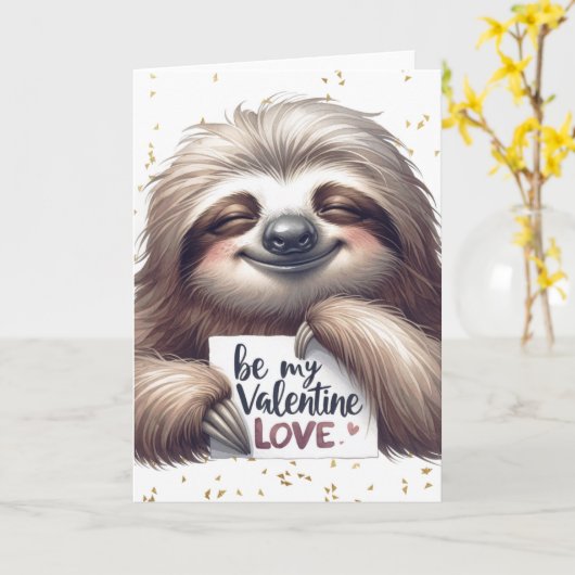 Happy Valentine's Day Sloth Karte (Gelbe Blume)