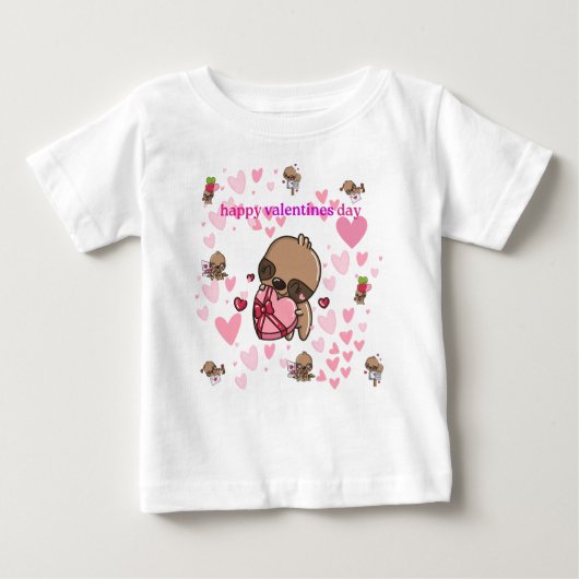 Happy Valentine's Day Sloth Kids T - Shirt (Vorderseite)