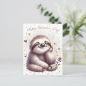 Happy Valentine's Day Sloth Postkarte (Stehend Vorderseite)