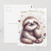 Happy Valentine's Day Sloth Postkarte (Vorne/Hinten)