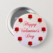 Happy Valentine's Day Soft Pastel Rote Rosen Party Button (Vorne & Hinten)