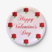 Happy Valentine's Day Soft Pastel Rote Rosen Party Pappteller (Vorderseite)