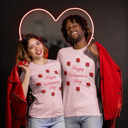 Happy Valentine's Day Soft Pastel Rote Rosen Unise T-Shirt