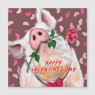 Happy Valentine's Day Spielful Card Gentleman Pig Magnetkarte