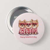 Happy Valentines Day Spitz Hunde Button (Vorne & Hinten)