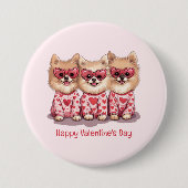 Happy Valentines Day Spitz Hunde Button (Vorderseite)