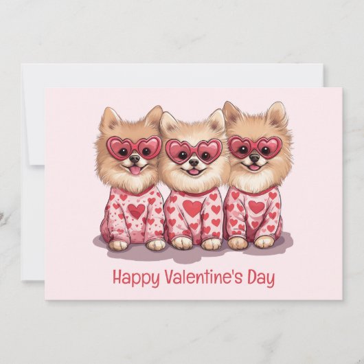 Happy Valentines Day Spitz Hunde Feiertagskarte (Vorderseite)