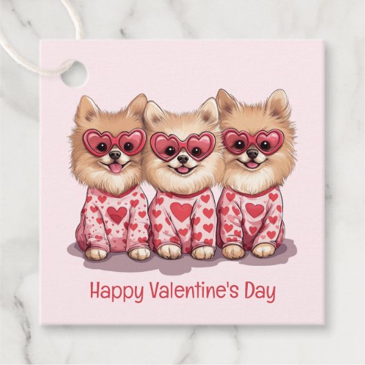 Happy Valentines Day Spitz Hunde Geschenkanhänger (Vorderseite)
