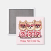 Happy Valentines Day Spitz Hunde Magnet (Vorderseite/Rückseite)