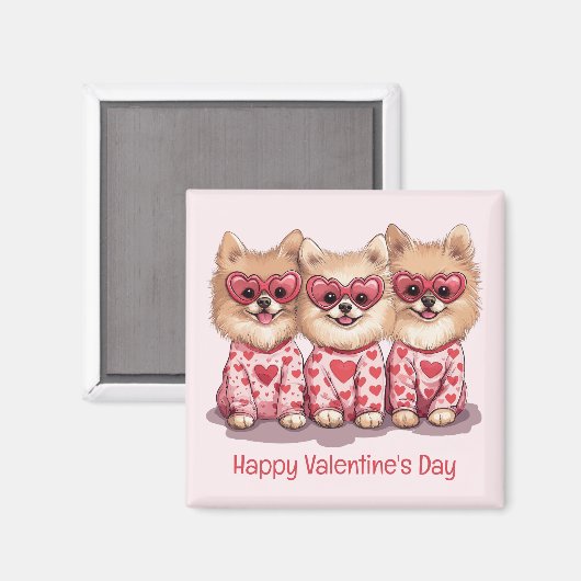 Happy Valentines Day Spitz Hunde Magnet (Vorderseite/Rückseite)