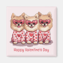 Happy Valentines Day Spitz Hunde Magnet