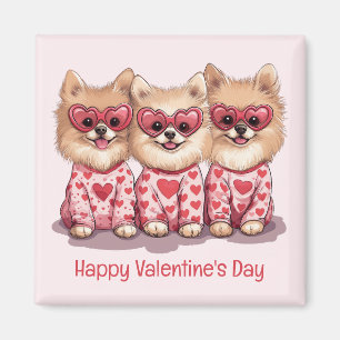Happy Valentines Day Spitz Hunde Magnet