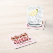 Happy Valentines Day Spitz Hunde Rechteckiger Pappuntersetzer (Vor Ort)