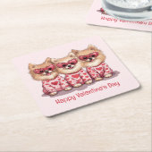 Happy Valentines Day Spitz Hunde Rechteckiger Pappuntersetzer (angewinkelt)