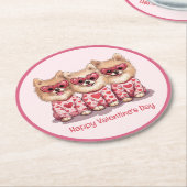 Happy Valentines Day Spitz Hunde Runder Pappuntersetzer (Angewinkelt)