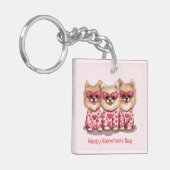 Happy Valentines Day Spitz Hunde Schlüsselanhänger (Vorderseite links)