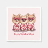 Happy Valentines Day Spitz Hunde Serviette (Vorderseite)