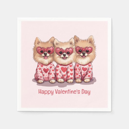 Happy Valentines Day Spitz Hunde Serviette (Vorderseite)
