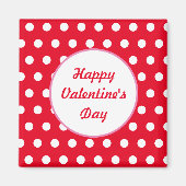 Happy Valentine's Day Square Magnet (Rot & Weiß) (Vorne)