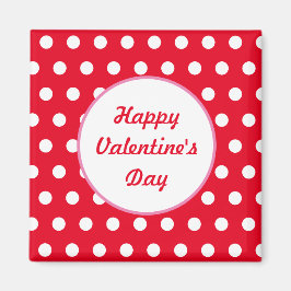 Happy Valentine's Day Square Magnet (Rot & Weiß)