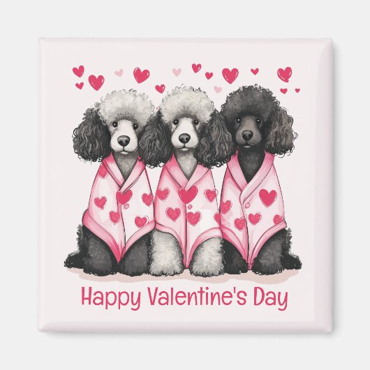 Happy Valentines Day Standard Poodle Hunde Magnet (Vorne)