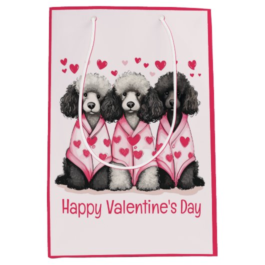 Happy Valentines Day Standard Poodle Hunde Mittlere Geschenktüte (Vorderseite)